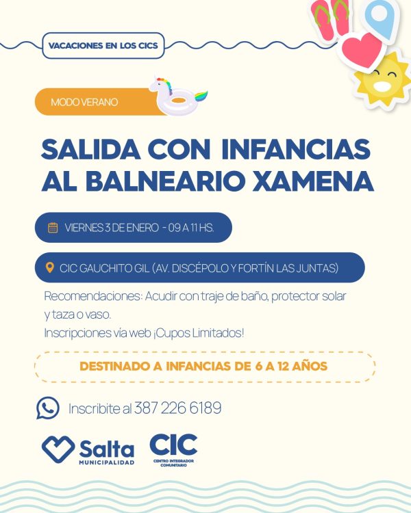 Modo Verano: Salida para Infancias al Xamena - CIC Gauchito Gil