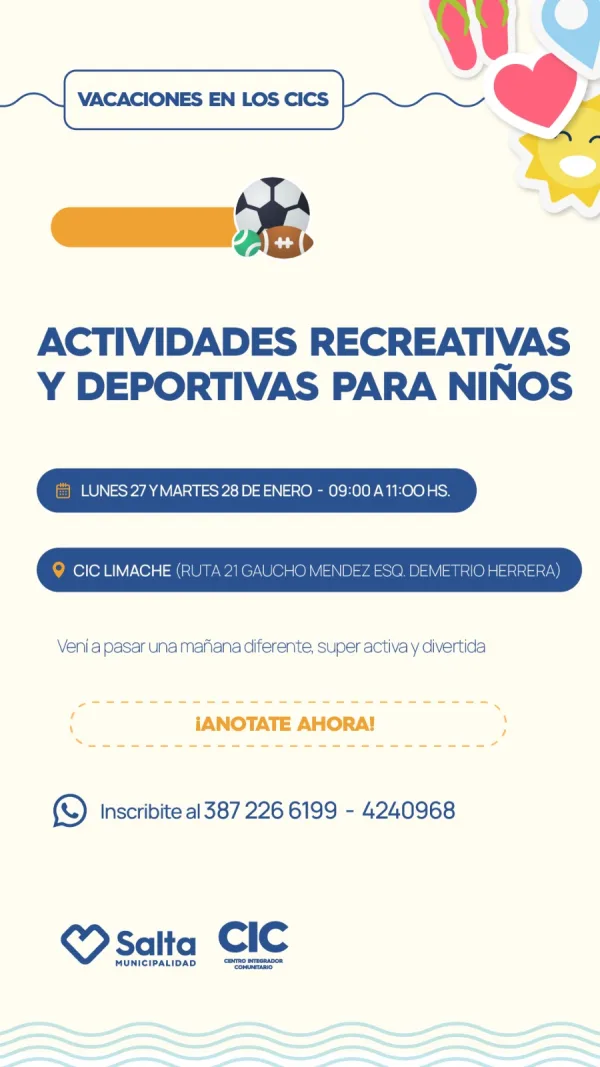 ACTIVIDADES RECREATIVAS Y DEPORTIVAS PARA NIÑOS - CIC LIMACHE