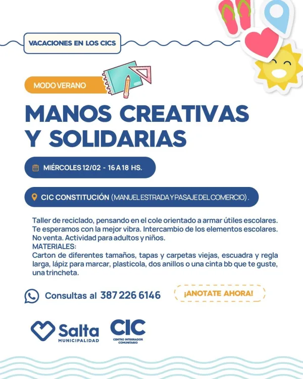 MODO VERANO- MANOS CREATIVAS- CIC B° CONSTITUCION