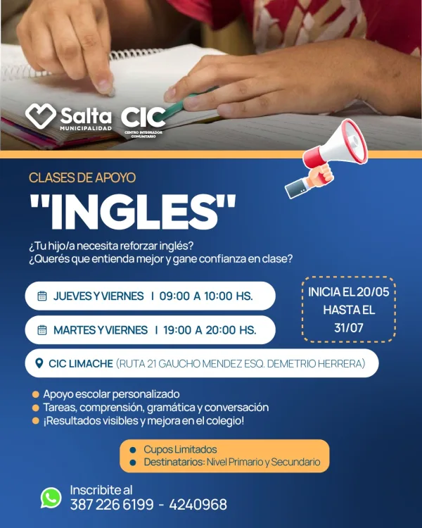 CLASES DE APOYO EN INGLES - CIC LIMACHE
