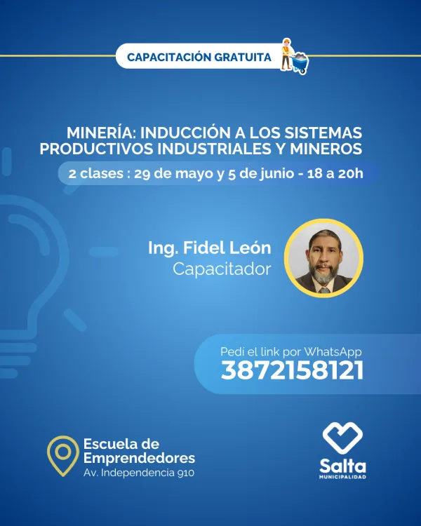 Minería: inducción a los sistemas productivos industriales y mineros - 29/05/25 y 05/06/25