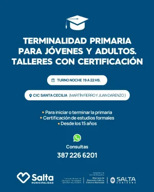 "TERMINALIDAD PRIMARIA PARA JOVENES Y ADULTOS " Talleres con Certificación