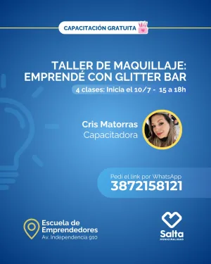 listo Taller de maquillaje: emprendé con glitter bar - 14/07/25