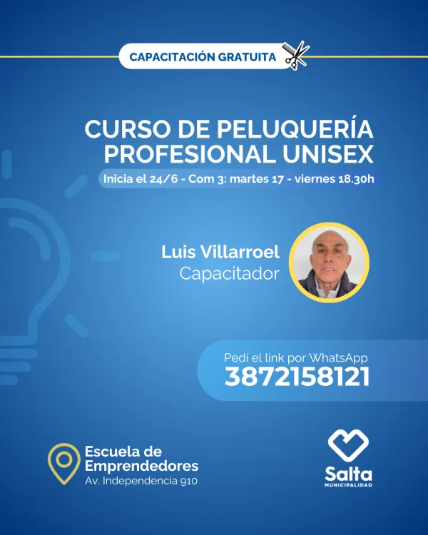 Curso de peluquería profesional unisex (Comisión 3)- 24/06/25