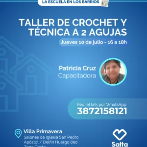 Taller de crochet y técnica a dos agujas - 10/07/25