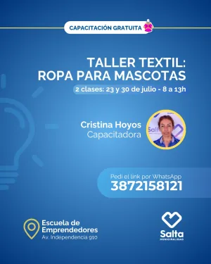 listo Taller textil: ropa para mascotas (Comisión 1) - 23 y 30/07/25