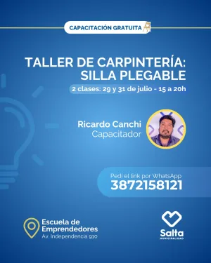 listo Taller de carpintería: silla plegable - 29 y 31/07/25