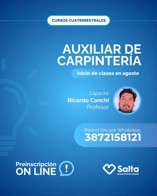 Cuatrimestral: Auxiliar de carpintería - 09/07/25