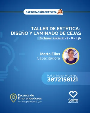 listo Taller de estética: diseño y laminado de cejas - 21/07/25