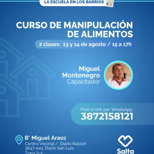 Curso de Manipulación de Alimentos - 13 y 14/8/25