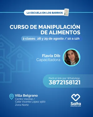 Manipulación de alimentos - 28 y 29/08/25