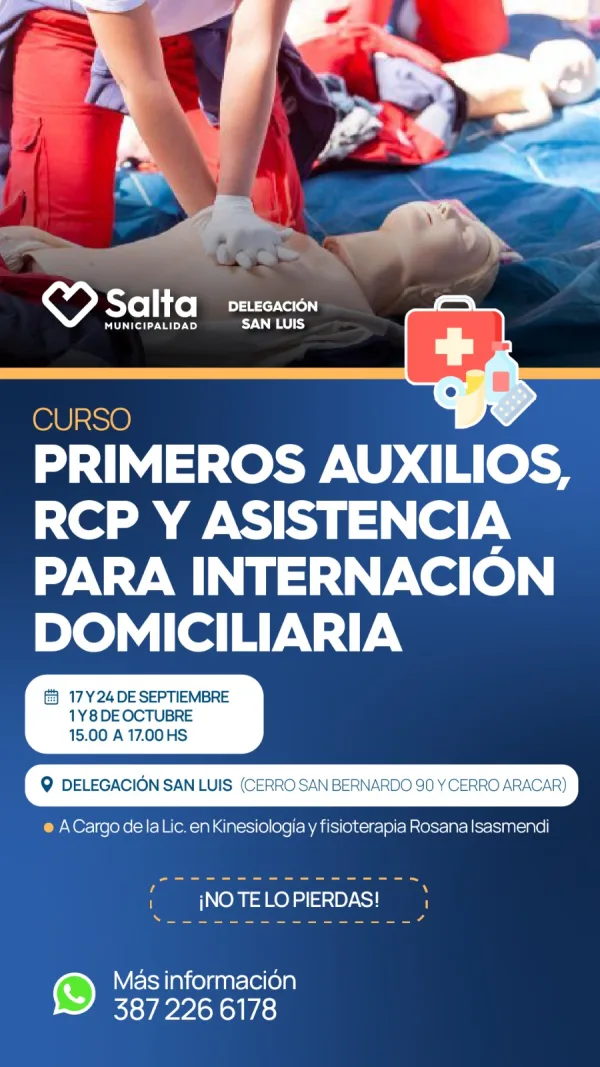 PRIMEROS AUXILIOS, RCP Y ASISTENCIA PARA INTERNACION DOMICILIARIA