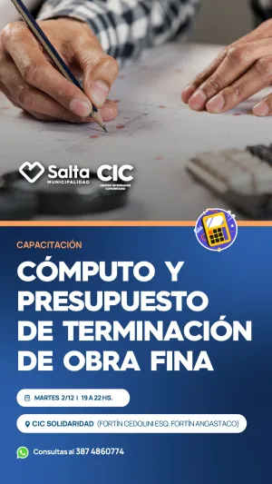 CÓMPUTO Y PRESUPUESTO DE TERMINACION DE OBRA FINA. CIC SOLIDARIDAD 1