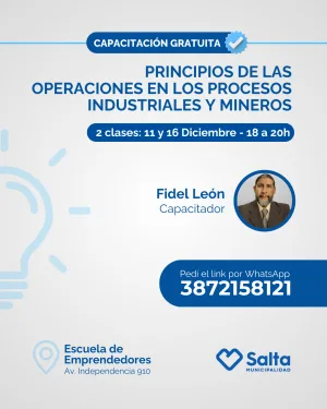 Principios de las operaciones en los procesos industriales y mineros - 11/12/25