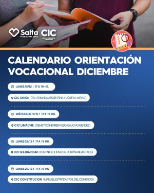 CALENDARIO ORIENTACION VOCACIONAL CIC SOLIDARIDAD