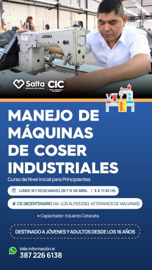 Aprende el Manejo de máquinas de coser industriales EN CIC Bicentenario