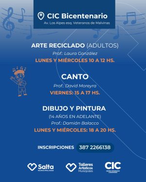 Clases de Dibujo y pintura en CIC Bicentenario Para jóvenes a partir de los 14 años y Adultos