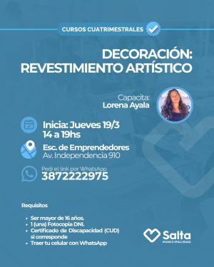 Curso cuatrimestral: Decoración: Revestimiento Artístico - 19/03/2026