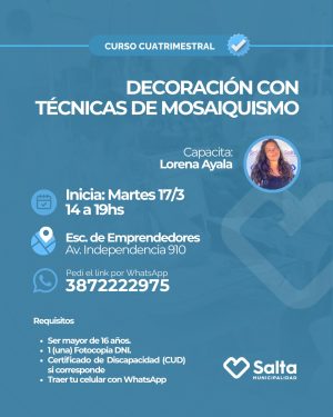 Curso cuatrimestral: Decoración con técnicas de MOSAIQUISMO - 17/03/2026
