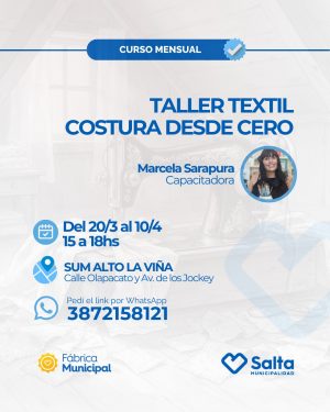 Taller textil: Costura desde cero - 20/03/2026