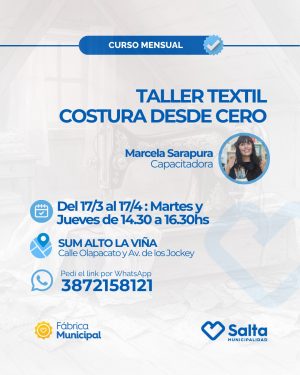 Taller textil: Costura desde cero - 17/03/2026
