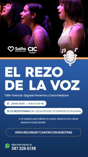 Taller vivencial sagrado fefemnino y canto medicina "El rezo de la voz".En CIC Bicentenario
