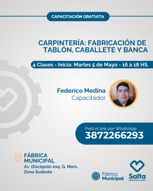 Carpintería: fabricación de tablón, caballete y banca - 5/5/26