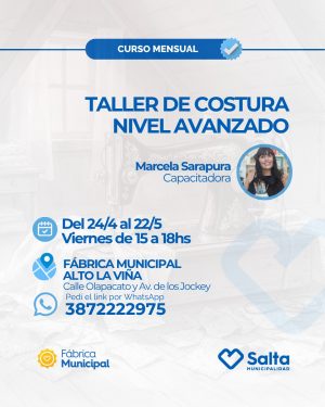 Taller de costura: Nivel Avanzado - 24/04/2026