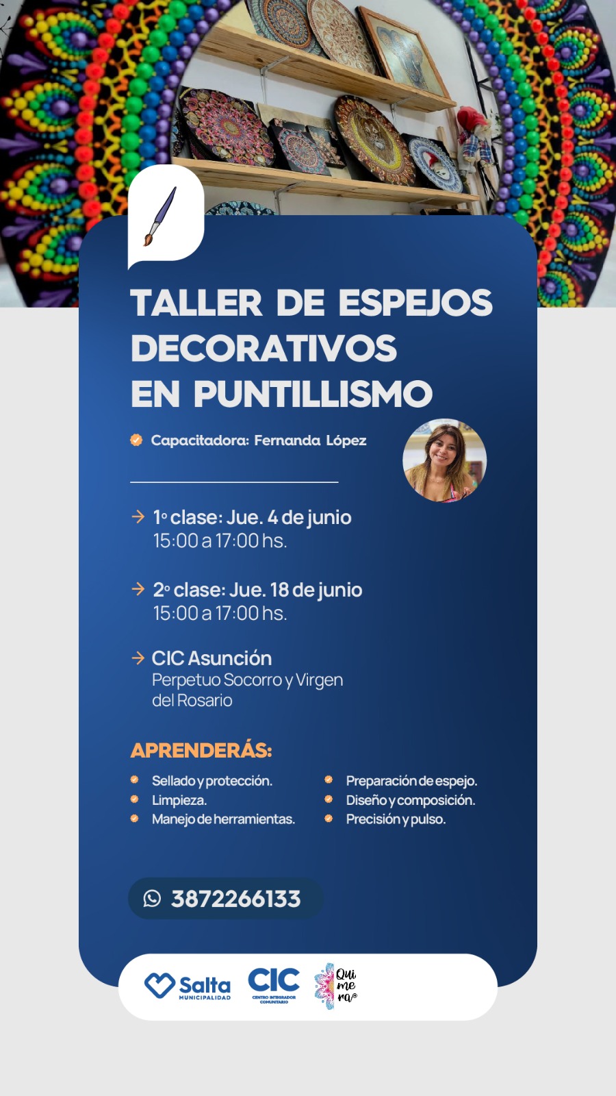 TALLER DE ESPEJOS DECORATIVOS EN PUNTILLISMO