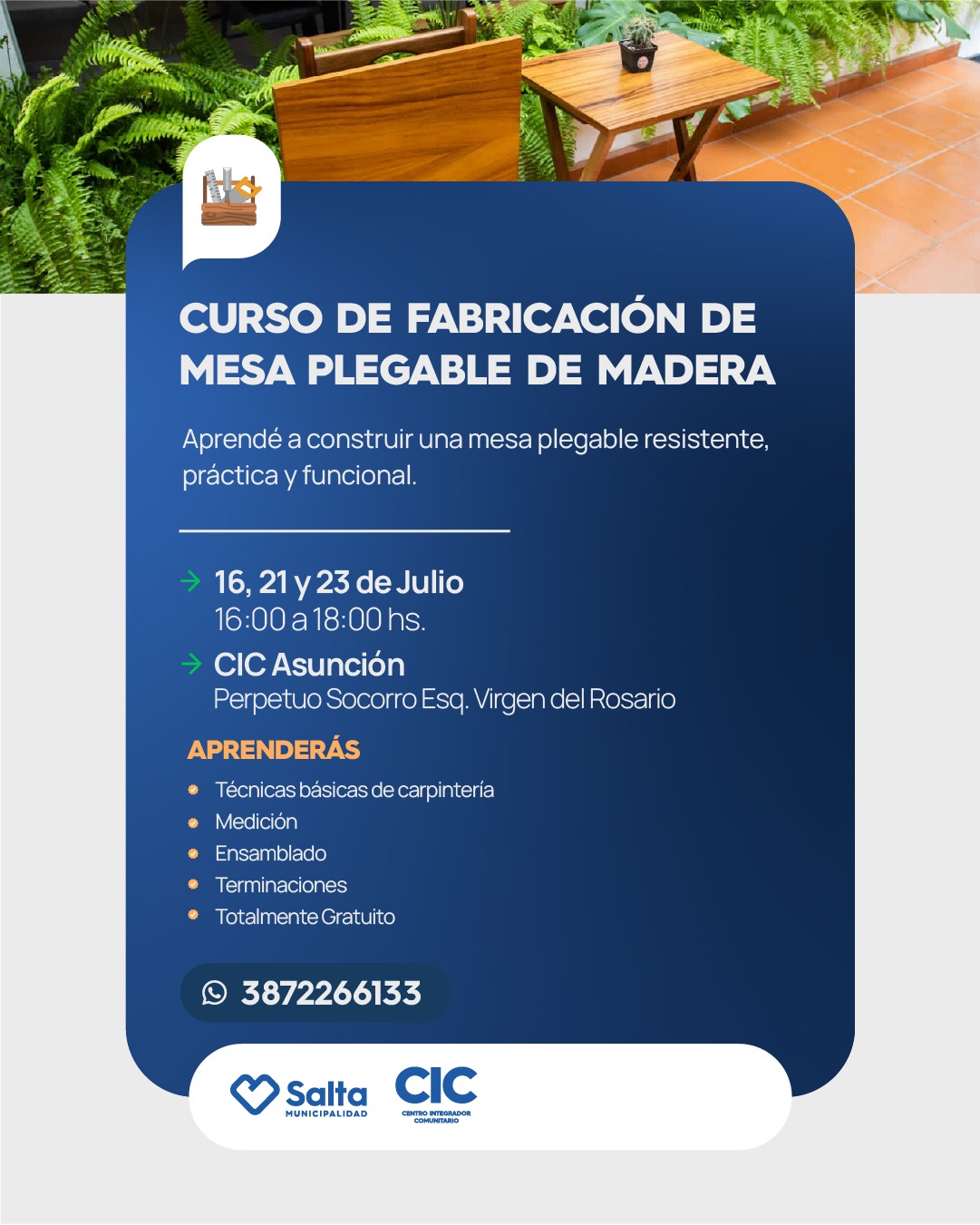 CURSO DE FABRICACION DE MESA PLEGABLE DE MADERA
