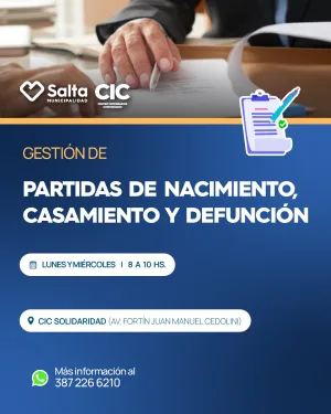 GESTIÓN DE PARTIDAS DE NACIMIENTO, CASAMIENTO Y DEFUNCIÓN. CIC SOLIDARIDAD