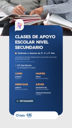 CLASES DE APOYO ESCOLAR- FISICA TURNO MAÑANA- CIC SAN BENITO