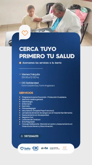 CERCA TUYO. PRIMERO TU SALUD. CIC SOLIDARIDAD