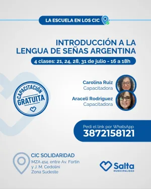 Introducción a la lengua de señas argentina - 21/07/2026