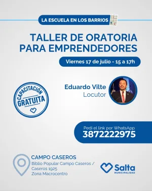 Taller de oratoria para emprendedores - 17/07/2026