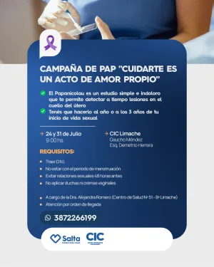 CAMPAÑA DE PAP "CUIDARTE ES UN ACTO DE AMOR PROPIO" 31/07 - CIC LIMACHE