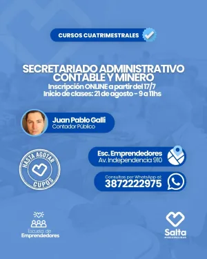 Secretariado administrativo, contable y minero - Curso Cuatrimestral - 21/08/2026