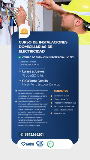 CURSO DE INSTALACIONES DOMICILIARIAS DE ELECTRICIDAD - CIC SANTA CECILIA