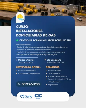CURSO INSTALACIONES DOMICILIARIAS DE GAS- CIC SAN BENITO