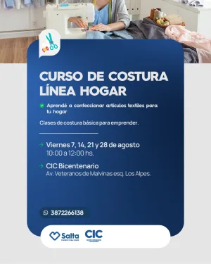CURSO DE COSTURA "Línea Hogar" En CIC Bicentenario