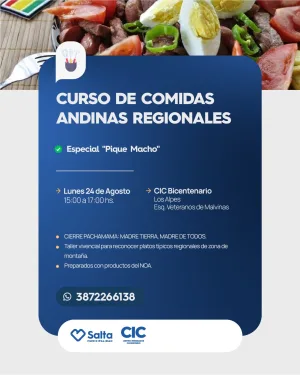 CURSO DE COMIDAS ANDINAS REGIONALES En CIC Bicentenario "Especial Pique Macho"