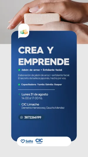 CREA Y EMPRENDE - JABON DE ARROZ Y EXFOLIANTE FACIAL -  CIC LIMACHE