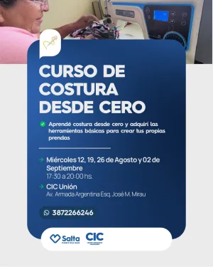 CURSO DE COSTURA DESDE CERO COMISIÓN II MIERCOLES- CIC UNIÓN