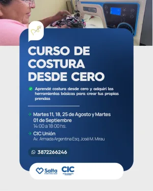CURSO DE COSTURA DESDE CERO COMISIÓN I MARTES- CIC UNIÓN