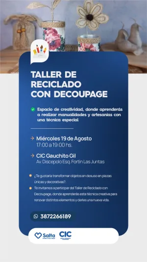 TALLER DE RECICLADO CON DECOUPAGE - CIC GAUCHITO GIL