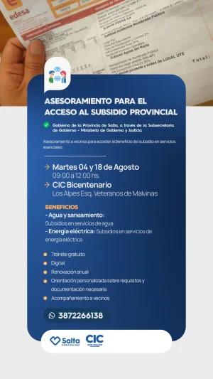 ASESORAMIENTO PARA EL SUBSIDIO PROVINCIAL En CIC Bicentenario