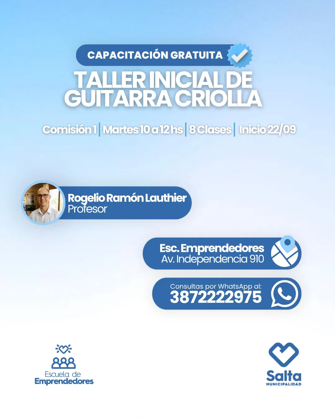 Taller inicial de guitarra criolla COM 1 - 22/09/2026