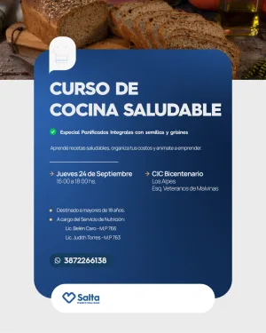 CURSO DE COCINA SALUDABLE En CIC Bicentenario Especial panificados integrales con semillas y grisines !