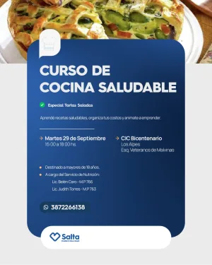 CURSO DE COCINA SALUDABLE En CIC Bicentenario Especial Tartas saladas!