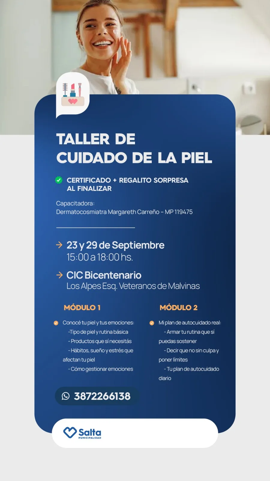 TALLER DE CUIDADO DE LA PIEL En CIC Bicentenario